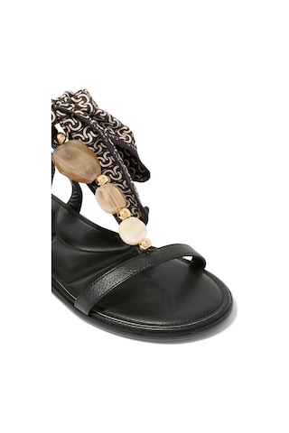 Kurt Geiger Carvela Sorrento Gem Taşlı Süet Kadın Düz Sandalet Siyah