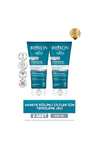 Bioxcin Acnium Yüz Yıkama Jeli Sebium Dengeleyici 200 Ml 2 Adet
