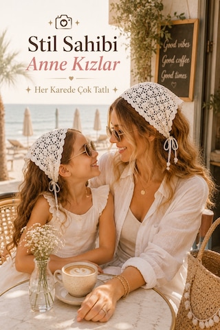 Anne Kız Kombin Bandana El Örgüsü Saç Bandı Bohem Stil Ayarlanabilir 2li Set Beyaz 19218290