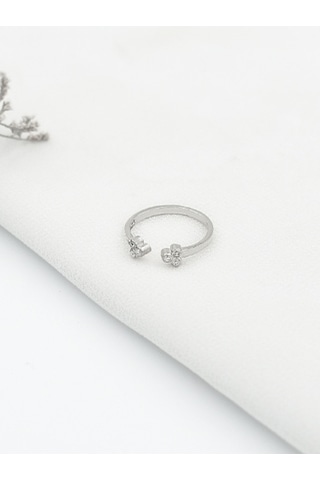 Brezza Lusso Jewelry Ziron Taşlı Kadın Gümüş Yüzük Ayarlanabilir Gümüş