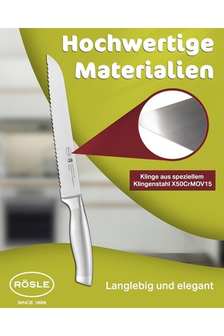 Rösle Basic Line Ekmek Bıçağı 13716-20 Cm Tırtıklı Kenarlı Yüksek Kaliteli Ekmek Kesme Bıçağı, 18/10 Pasla Genel