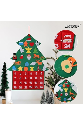 Keçe Noel Ağacı Kübik Takvim Dokumasız Noel Ağacı Asılı Çocuklar İçin Kendin Yap Keçe Noel Ağacı