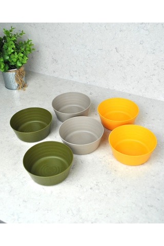 6 Adet Renkli Plastik Kase Çerezlik Piknik Pratik Kase Seti 12x5 Cm İç İçe Mama Kabı Renkli
