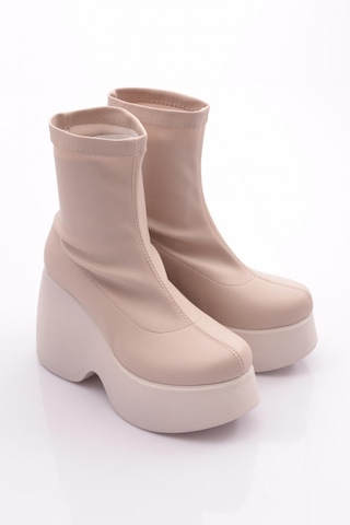 Dgn Bt30 Kadin Kalin Taban Platform Topuklu Bot Bej