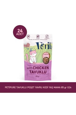 Tavuklu Yaş Kedi Maması 85 Gr X 24 Adet Jöle İçinde Parça Etli - Yavru Kedi