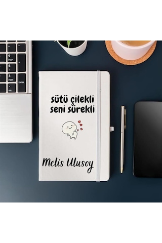 Kişiye Özel Sütü Çilekli Seni Sürekli Tasarımlı Defter