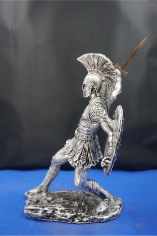 Roma Askeri Hector Mitolojik Tasarım Ev Ofis Dekoratif Hediyelik Aksesuar 19 Cm Gümüş