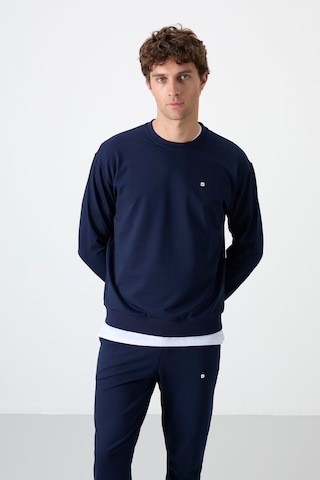 Tommy Life İndigo Casual O Yaka Lastik Paça Pamuklu Erkek Oversize Eşofman Takımı - 85120 İndigo