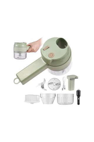 Sebze Doğrayıcı 4'ü 1 Arada El Elektrikli Gıda Doğrayıcı Yeşil Yeşil