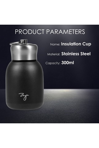 Konesam 304 Paslanmaz Çelik 300ml Siyah Isı Yalıtımlı Termos Bardak - Uzun Süre Isı Tutar, Ev Ofis Spor İçin İdeal