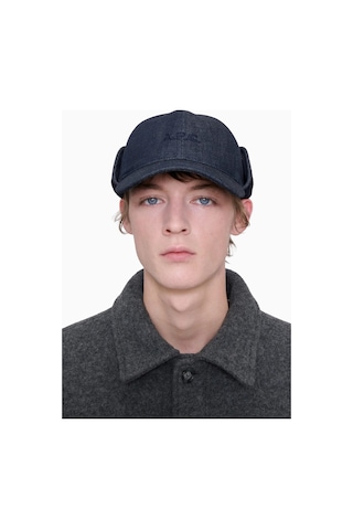 A.p.c Tommie Baseball Cap Yün Ve Denim Unisex Şapka Lacivert 56