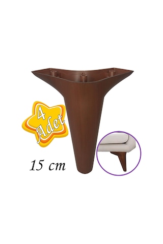4 Adet Zelve 15 Cm Ceviz Ahşap Desenli Lüx Mobilya Kanepe Sehpa Ünite Koltuk Ayağı Baza Ayak