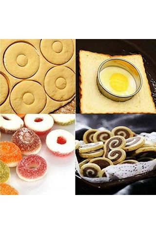 Kangvka 24'lü Paslanmaz Çelik Pasta Kurabiye Kalıbı Seti - Dıy Fırın Aletleri, Çeşitli Boyutlar, Tekrarlı Kullanım, Dayanıklı Gümüş