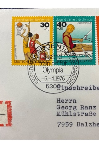 Almanya Özel Damgalı İlk Gün Zarfı Jugend Trainiert Für Europa1976 Erstausgabetag Deutschland Brd