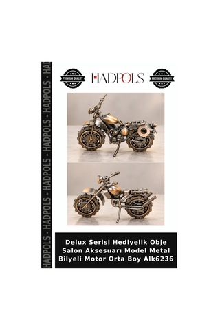 Delux Serisi Hediyelik Obje Salon Aksesuarı Model Metal Bilyeli Motor Orta Boy Alk6236