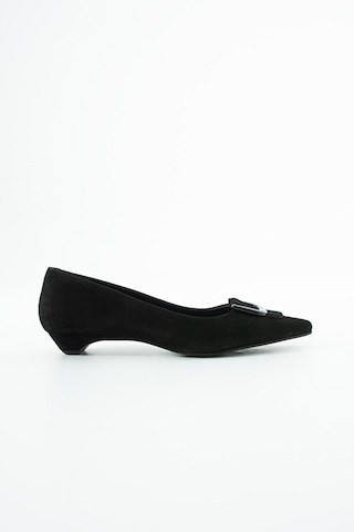 Dericia Shoes Roselle Hakiki Deri Süet Kadın Kısa Topuklu Ayakkabı Siyah