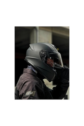50.x Mat Siyah Kask Şeffaf Vizör Mat Sıyah