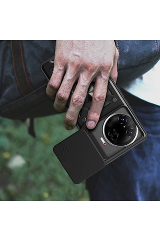 Tecno Camon 30 Pro 5g Kılıf Sürgülü Kamera Koruyucu Manyetik Standlı Tank Koruma Ata Pro Tech Mavi