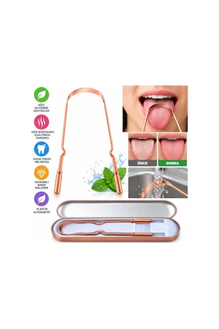Bakır Oil Pulling Yağ Çekme Dil Plak Temizleme Aleti Dil Fırçası Sıyırıcı Dil Kaşığı Adet Fiyatıdır