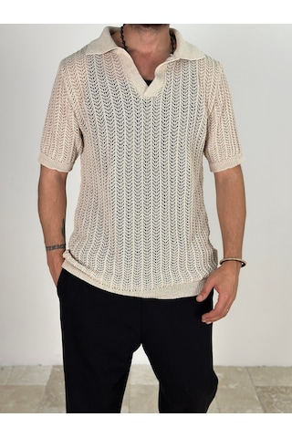 Cocopelli Örme Triko Polo Bej T-shirt Coc1876 Bej