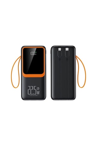 50000mah Powerbank 22.5w Hızlı Şarj Özellikli Type C Ve Lightning Kablolu Pd Taşınabilir Şarj Aleti Siyah