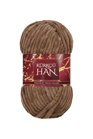 Kadife Örgü İpi 50gr %100 Polyester Yumuşak Pofuduk Orta Kahverengi
