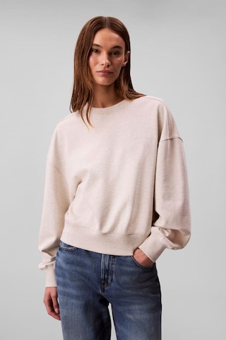 Kadın Regular Fit Logo Nakışlı Bisiklet Yaka Sweatshirt - Bej Vanilla Heather