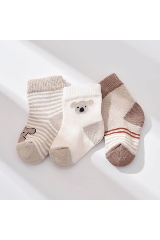 Step Bibaby Biorganic Koala Erkek 3'lü Çorap 68449 Bej 001