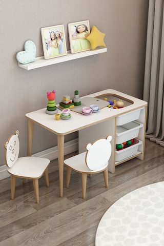 Moniev Çocuk Çalışma Masası Oyun Ve Etkinlik Masası Yaz Sil Masa Beyaz Beyaz