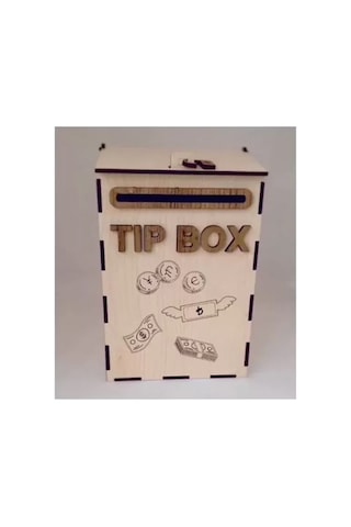 Kumbara Ahşap Posta Kutusu Tip Box Bahşiş Kutusu Tipbox Cn