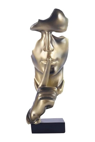 Düşünür Heykeli, Silence Altın Soyut Sanat Heykelcik, Modern Ev Reçine Heykelleri Dekoratif Nesneler Piyano Masaüstü Dekoru Yaratıcı Oda Ev, Ofis Çalışması Altın