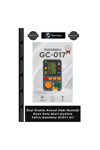 Özel Üretim Konsol Hobi Nostalji Oyun Kolu Atari Joystick Tetris Gameboy Gc017 Gri