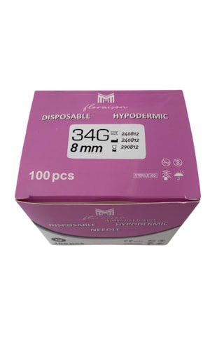 Mezoterapi İğne Ucu 34g 8 Mm 100 Adet / Kutu Mezoterapi İğne Ucu 34g 8 Mm 100 Adet / Kutu