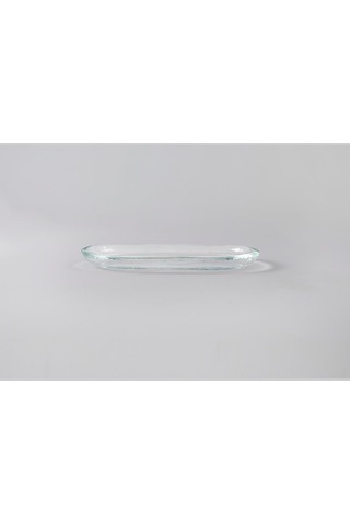 Şeffaf Cam Servis Sunum Tabağı Dikdörtgen 22 Cm