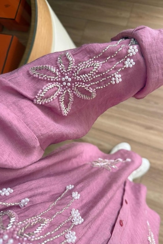 Kahijab Stella Boncuk İşlemeli Gömlek - Gülkurusu