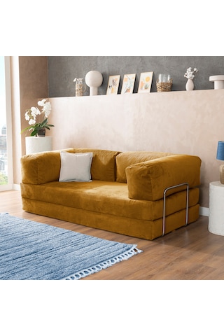 Argimo Godila Çok Amaçlı Sofa Çift Kişilik Yatak Koltuk Hardal