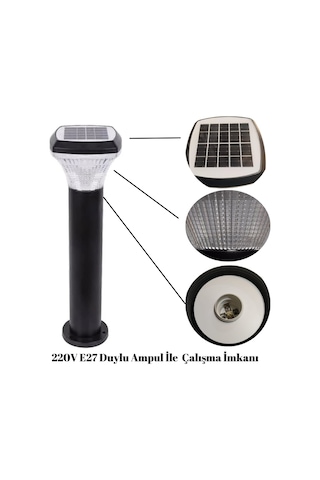 Forlife 100watt Güneş Enerjili Solar Bahçe Armatürü 60cm Direkli Fl-3339