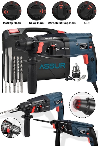 Assur Profesyonel Metal Şanzıman Kırıcı Delici Hilti Darbeli Matkap 2 - 28MM - 1802