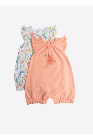 Kitikate Organik Bloomie 2'li Şort Tulum Turuncu