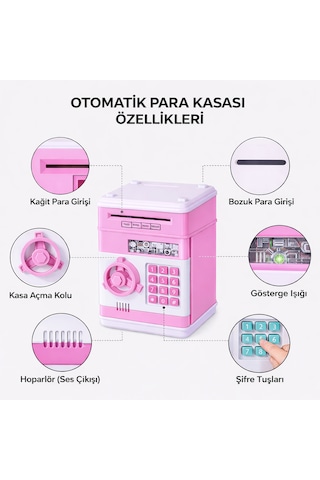 Akıllı Şifreli Kumbara Otomatik Para Girişli, Sesli Ve Işıklı Çocuk Para Kasası