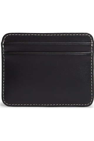 Th Scrıpt Leather Cc Holder SİYAH