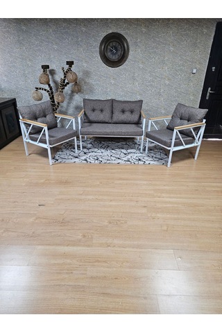 Beyaz Boyalı Bahçe - Balkon - Mutfak Çay Seti Takımı Bahçe Koltuk 001