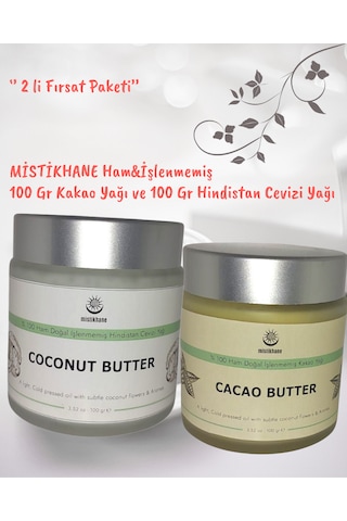 Mistikhane -2li Fırsatpaketi 100 Gr Ham İşlenmemiş Hindistan Cevizi Yağı Ve 100 Gr Ham İşlenmemiş Kakao Yağı 100 G Mistikhane -2li Fırsatpaketi 100 Gr Ham İşlenmemiş Hindistan Cevizi Yağı Ve 100 Gr Ham İşlenmemiş Kakao Yağı 100 G