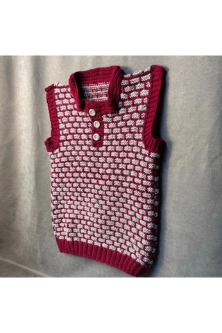 Uretti - Tuğba 9352 - El Örgüsü Gri - Bordo Erkek Çocuk Süveter - 7 -8 Yaş Çok Renkli