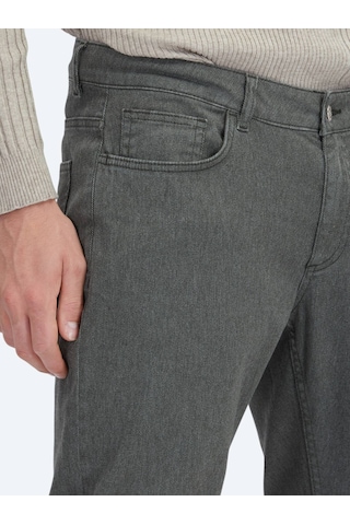 Kip Haki Dokuma Regular Fit Casual Pamuk Karışımlı Pantolon Haki