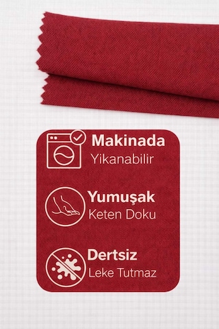 Perdeyap1980 Bordo Ada Fon Perde Tek Kanat 1/3 Sık Pile Bordo