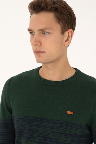 U.S. Polo Assn. Erkek Slim Fit Bisiklet Yaka Koyu Yeşil Kazak 50314970-VR079
