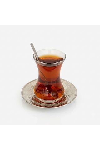 Shark Anatolia Otağ Bakır Çay Tabağı Beyaz Bakır, Makine Dövmesi Otantik Türk Çay Altlığı, Geleneksel Bakır Sunum Tabağı Çok Renkli