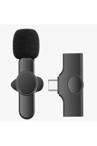 Kablosuz Yaka Mikrofonu Typec Uyumlu İphone Dönüştürücülü Android İphone Uyumlu Mikrofon