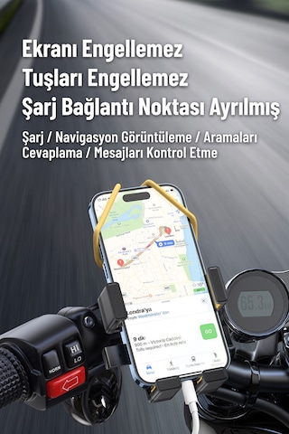 Halat Tasarımlı Ultra Güvenli 360 Ayarlanabilir Motosiklet Ve Bisiklet Telefon Tutucu Siyah